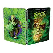 The Toxic Avenger 2025 4K UHD Blu-Ray Steelbook with slipcover showing mutated superhero character and toxic green design
