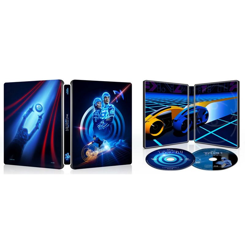 Tron 4K UHD limited edition steelbook with 4K restoration, Dolby Vision, Dolby Atmos, and bonus features Blu-Ray discs in collectible steel case