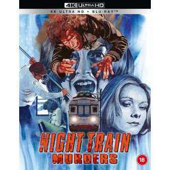 Night Train Murders Limited Deluxe Collectors Edition 4K Ultra HD Blu-Ray cover with artwork by Graham Humphreys.