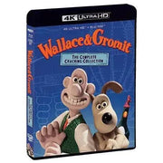 Wallace & Gromit The Complete Cracking Collection 4K UHD and Blu-Ray with limited edition slipcover featuring animated characters Wallace and his dog Gromit on the cover.