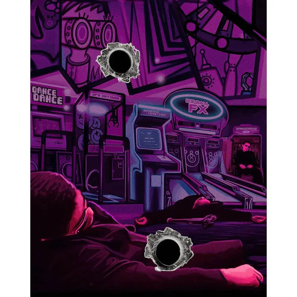 Wasabi (2001) Blu-ray cover with limited edition slipcover featuring purple arcade scene and bullet holes