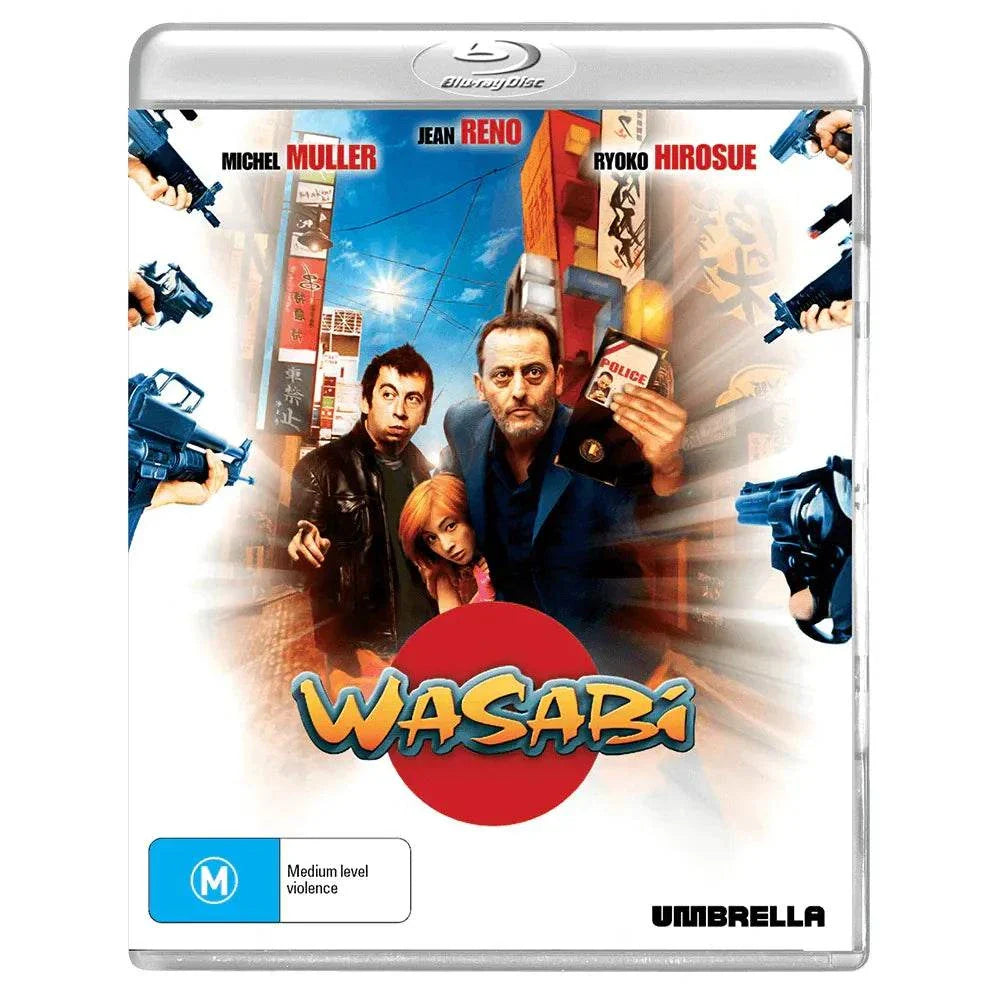 Wasabi (2001) Blu-ray cover featuring Jean Reno and cast with action-comedy visuals and Umbrella Entertainment logo