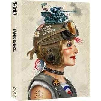 Tank Girl Limited Edition Blu-Ray with rigid slipcase featuring illustrated cover art of Tank Girl in post-apocalyptic attire