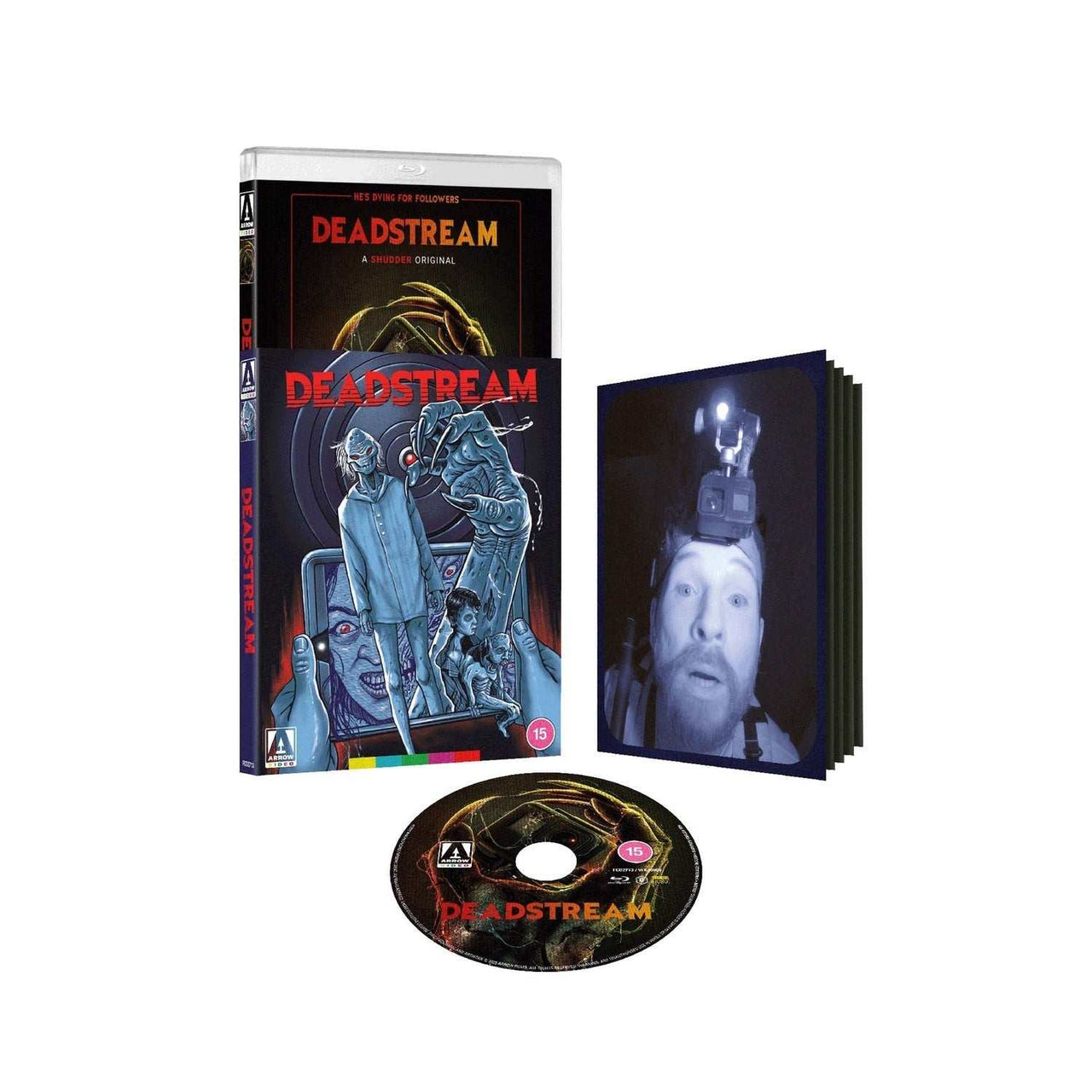 Deadstream Limited Edition Blu-Ray with slipcover, booklet, and horror-themed cover art featuring a haunted house and ghostly figure.
