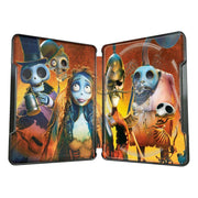 Corpse Bride UK Steelbook 4K Ultra HD and Blu-Ray open case with vibrant animated characters artwork