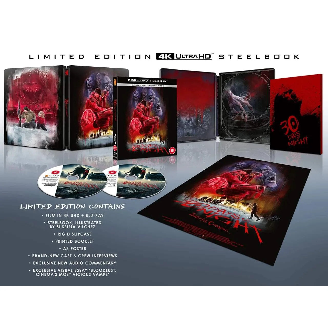 30 Days Of Night limited edition Steelbook 4K UHD and Blu-Ray with exclusive artwork and bonus features