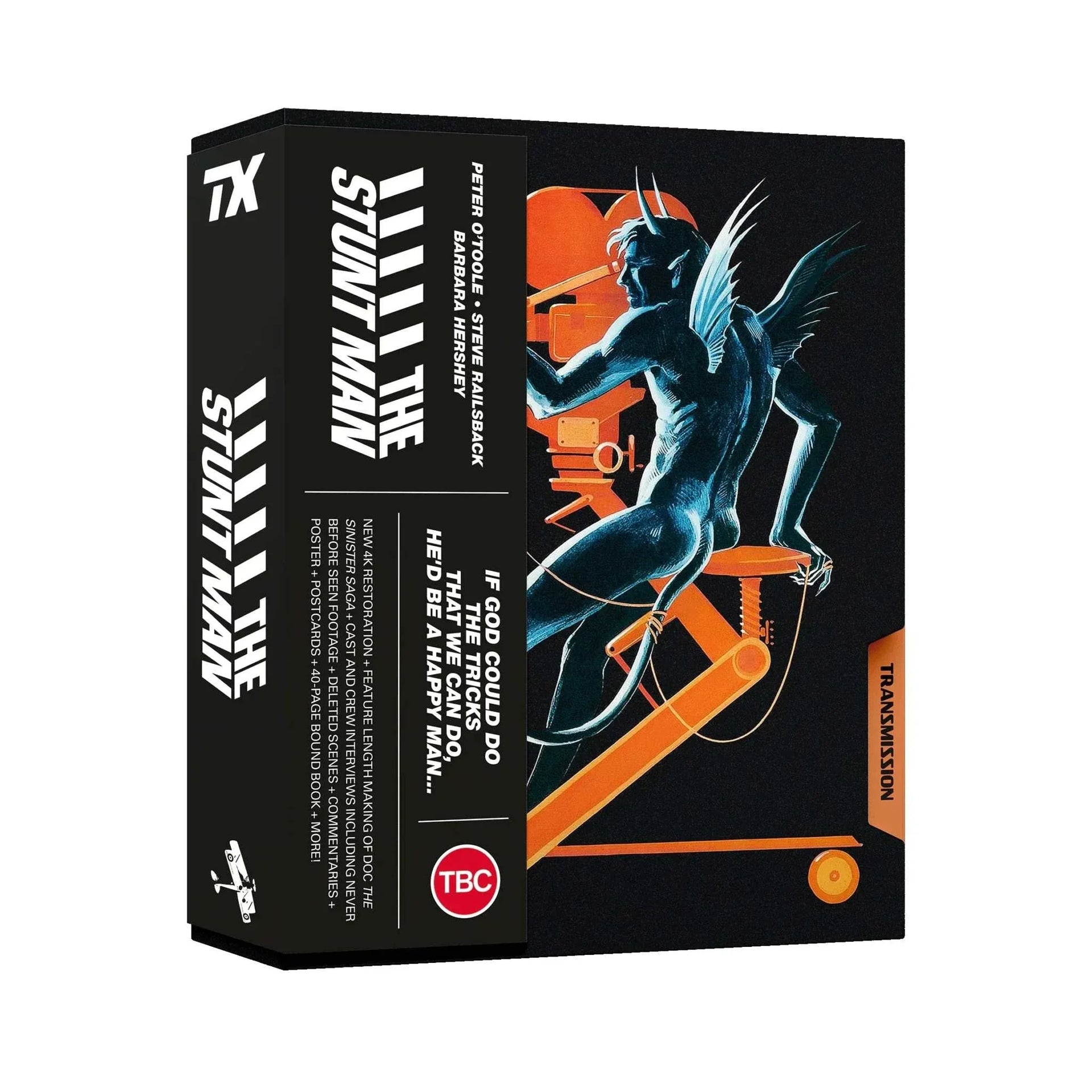 The Stunt Man limited edition 4K Ultra HD and Blu-Ray set with rigid box and extras, region free region B, pre-order packaging