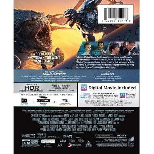 Venom: The Last Dance 4K UHD Blu-ray Steelbook with digital copy, featuring Tom Hardy in final Marvel trilogy film.