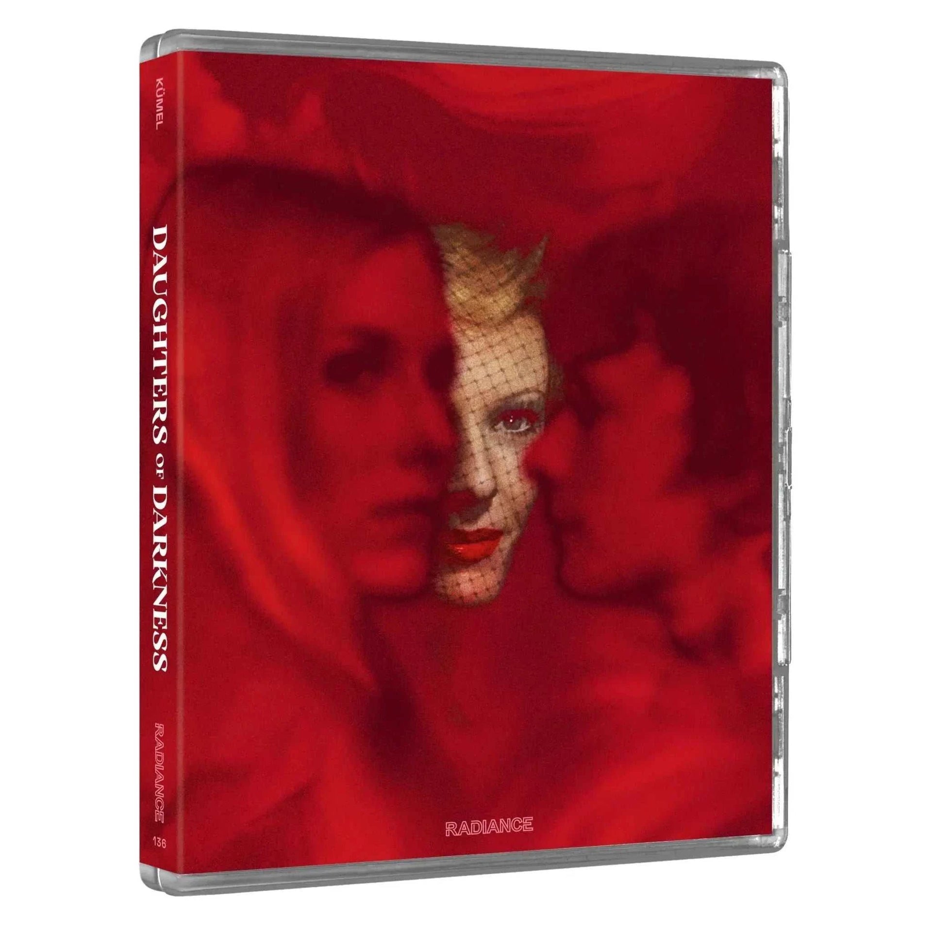 Daughters Of Darkness limited edition 4K Ultra HD and Blu-Ray in rigid box with evocative red cover art showing three women's faces.