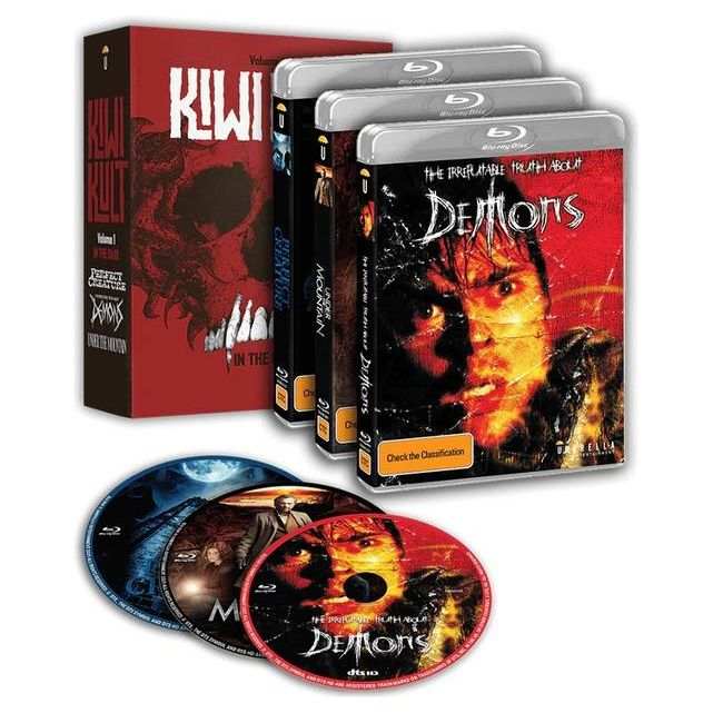 Kiwi Kult Volume 1 Blu-Ray box set featuring three New Zealand horror films with original cover art and discs.
