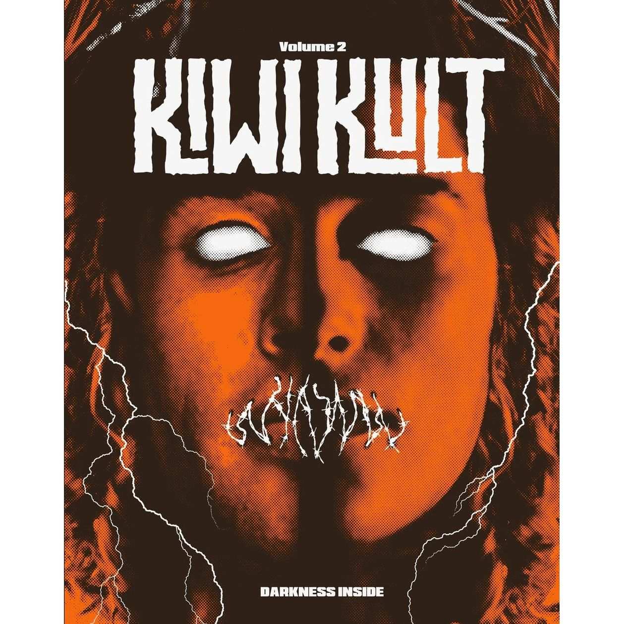 Kiwi Kult Volume 2 Darkness Inside 3-disc Blu-Ray horror collection cover with eerie face and white eyes