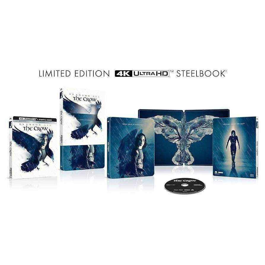 The Crow 30th Anniversary Limited Edition Steelbook 4K UHD and Blu-ray set with collectible artwork and disc