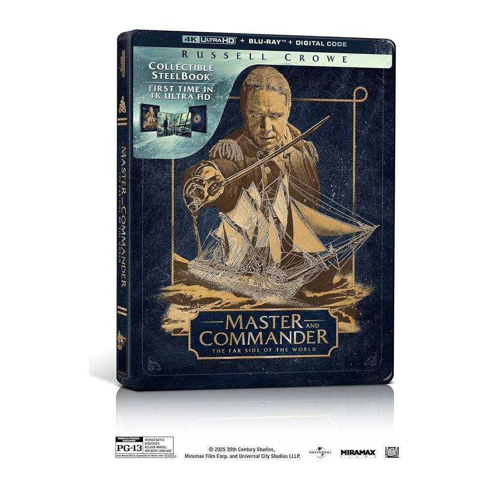 Master and Commander limited edition steelbook 4K UHD Blu-ray featuring Russell Crowe and ship illustration