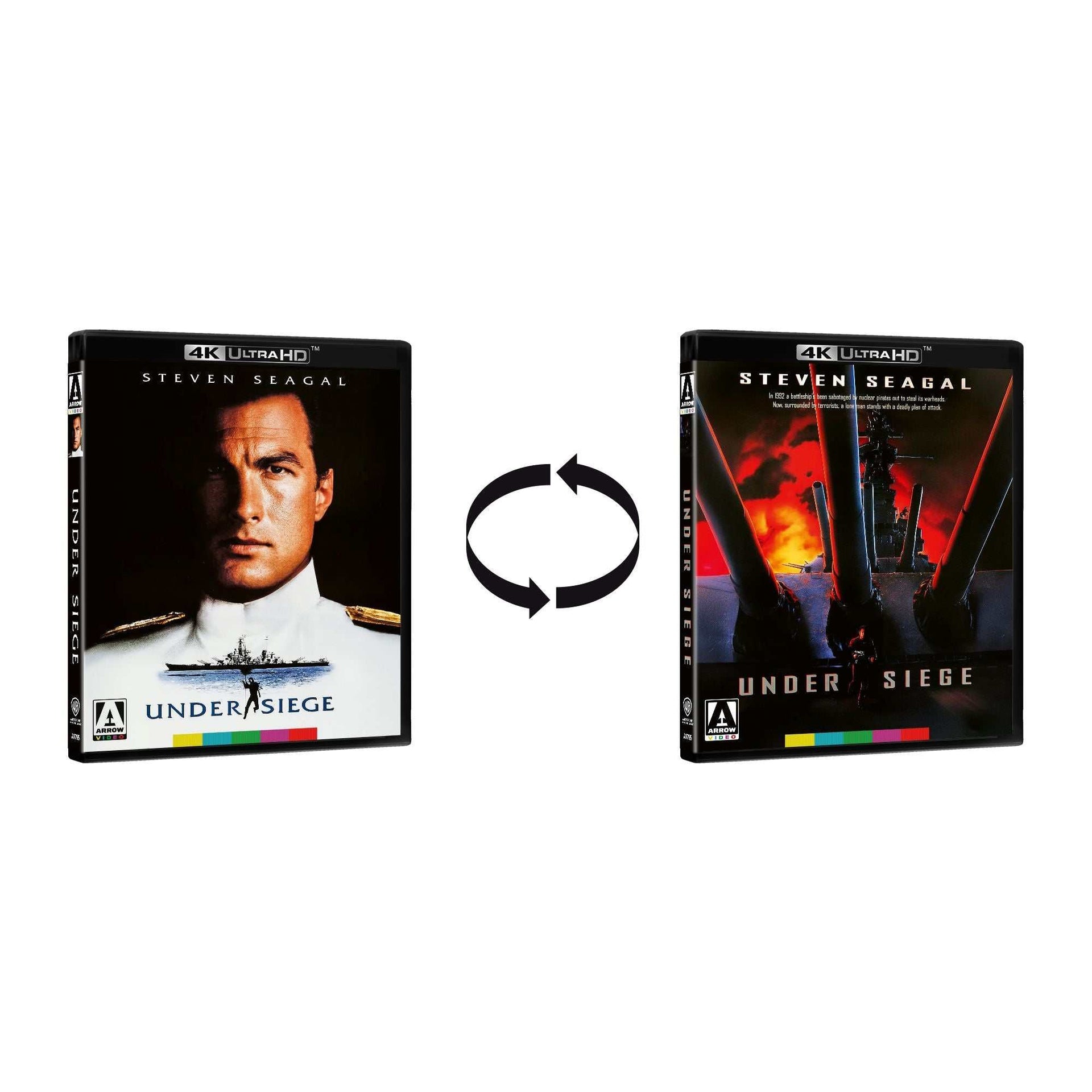 Under Siege 4K UHD limited edition Blu-ray with reversible slipcover and booklet featuring Steven Seagal action movie restoration