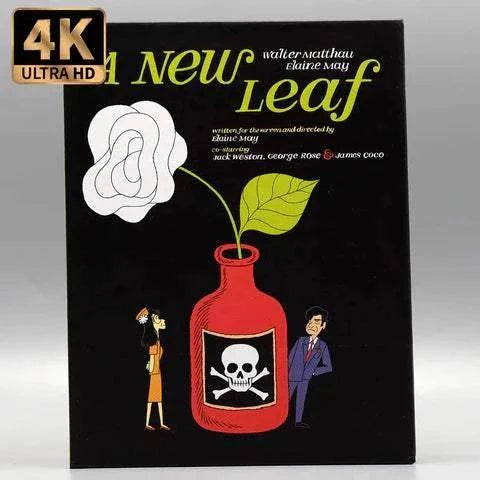 Cinématographe A New Leaf 4K Ultra HD Blu-ray slipcase with vintage cartoon cover featuring a skull and crossbones bottle and characters.