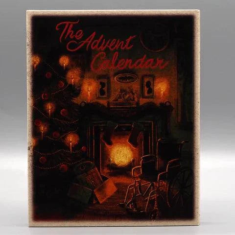 Shudder The Advent Calendar Blu-Ray with limited edition slipcover featuring dark Christmas scene with wheelchair and fireplace