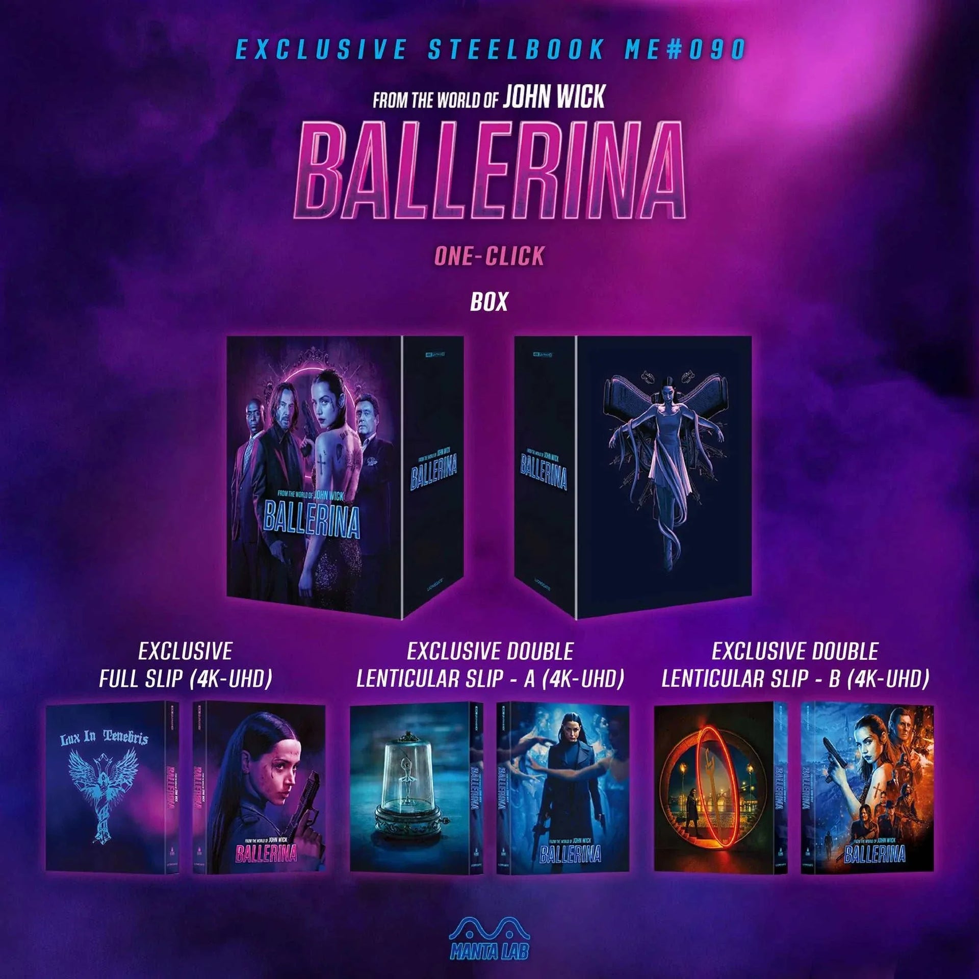 John Wick Ballerina exclusive steelbook 4K UHD and Blu-Ray pre-order set with exclusive lenticular slips and full slip cover