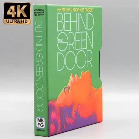 Mitchell Brothers Film Group Behind the Green Door limited edition 4K UHD slipcase with vibrant cover art