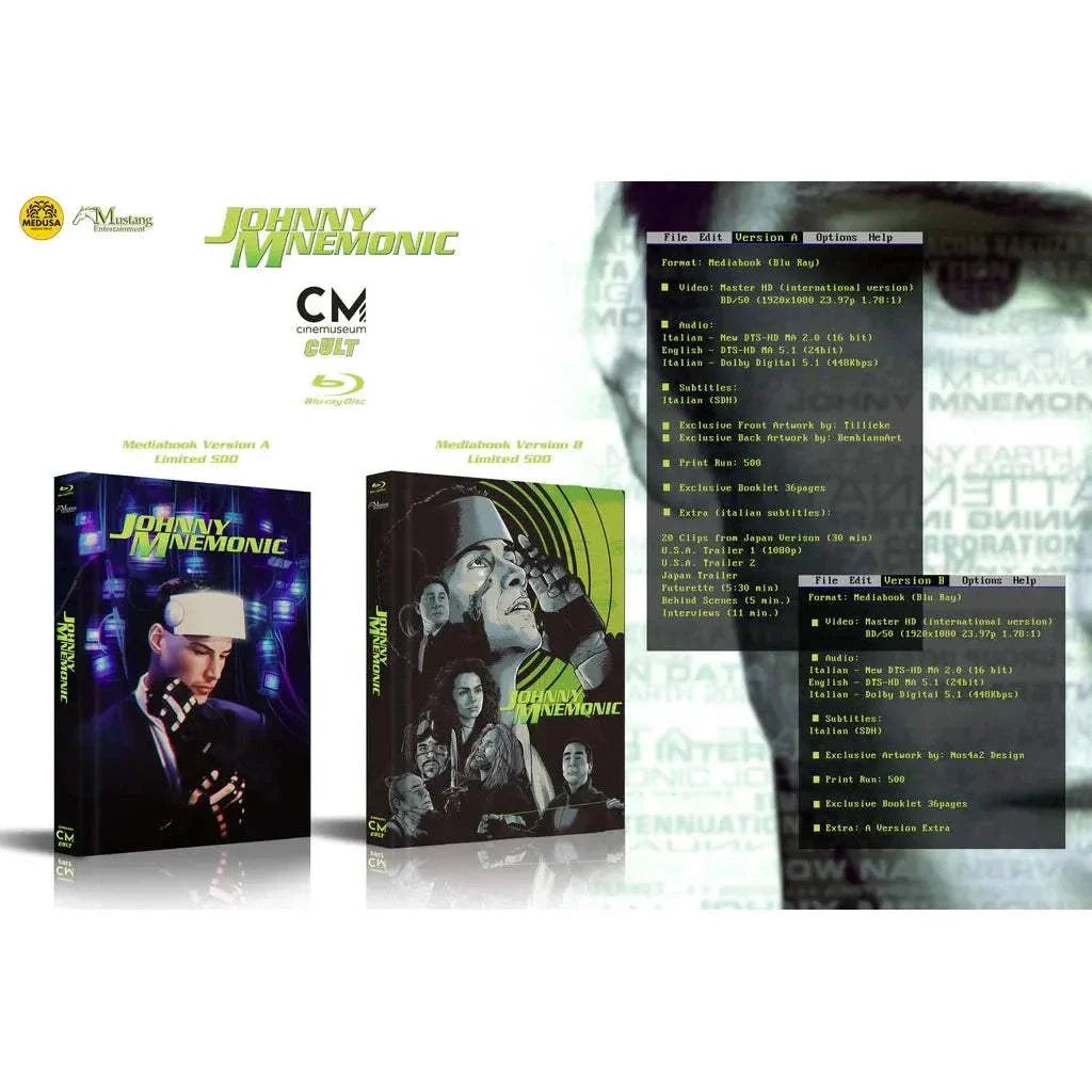 Johnny Mnemonic Blu-Ray Mediabook Combo with matching numbers, exclusive artwork and booklet, Region B, CineMuseum Cult edition