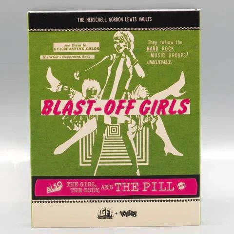 Blast-Off Girls Blu-Ray limited edition slipcover featuring vintage style artwork and typography