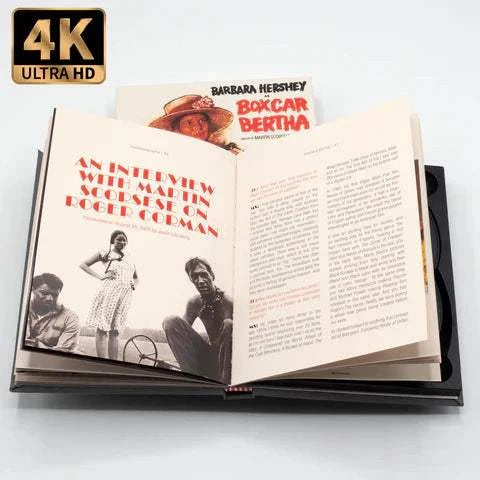 Boxcar Bertha 4K UHD and Blu-Ray limited edition slipcase mediabook cover with film details and bonus features