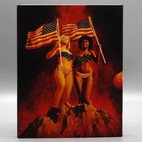 Brute 1976 Blu-Ray limited edition slipcover featuring two women holding American flags on a rocky background