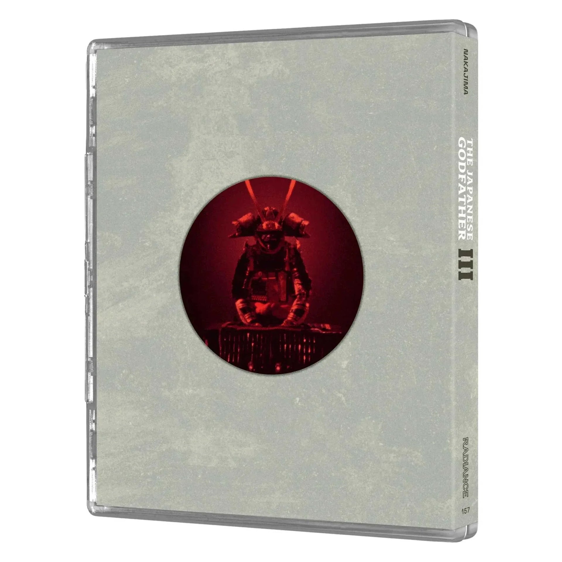 The Japanese Godfather Trilogy Blu-ray set with rigid slipcase and booklet showing samurai warrior artwork