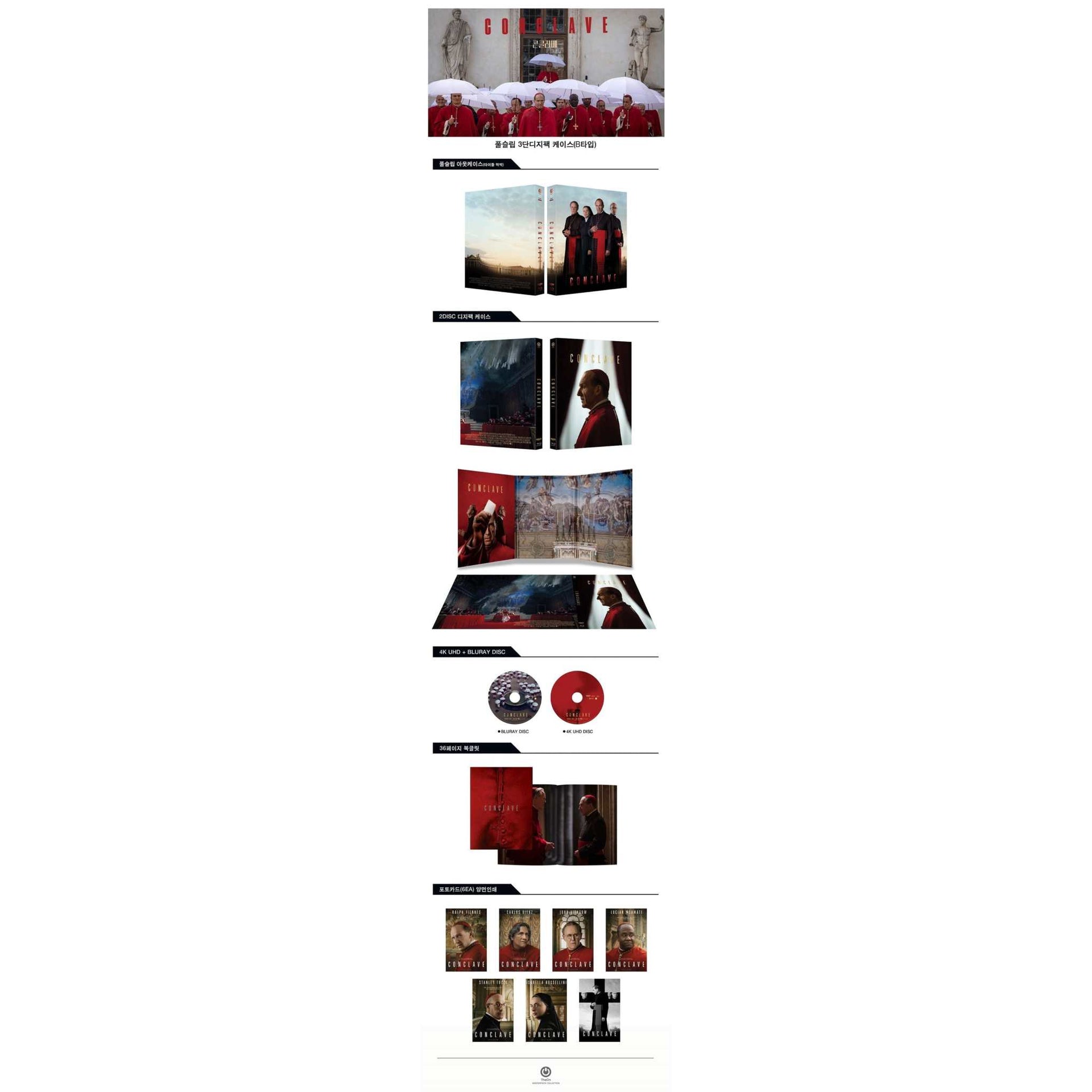 Conclave Digipack Limited Edition 4K UHD and Blu-Ray set with slipcase, booklet, art cards, and special features