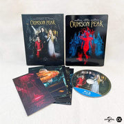 Crimson Peak Blu-Ray limited edition with steelbook, full slip cover, and 6 double-sided art cards displayed on white background