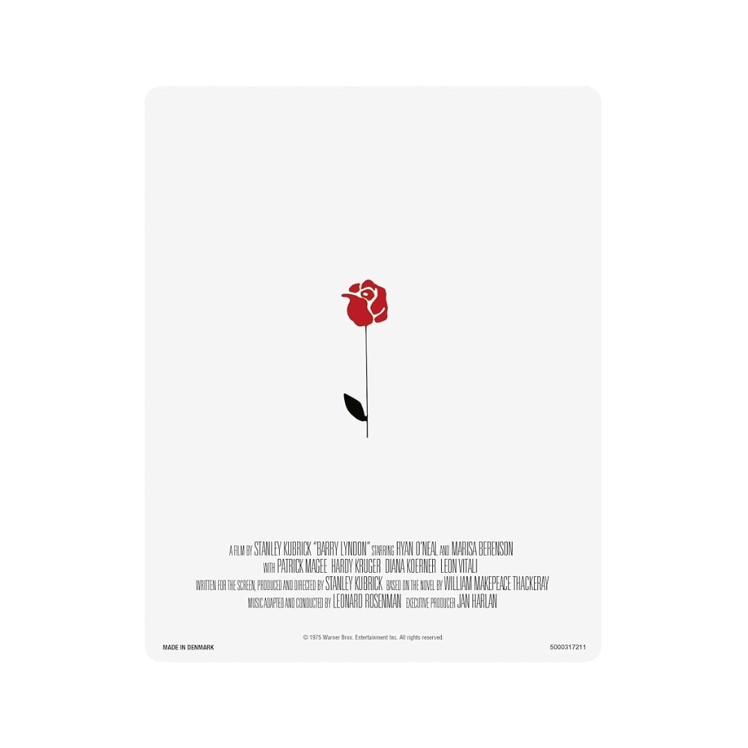 Barry Lyndon Limited Edition UK Steelbook 4K Ultra HD Blu-Ray cover with minimalist red rose design