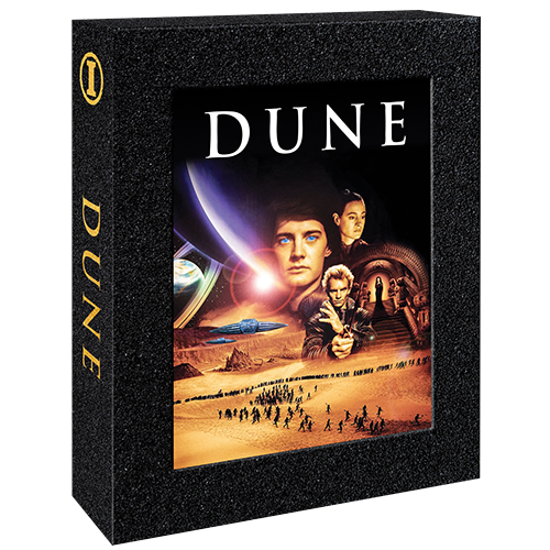 Limited edition Dune 1984 4K UHD and 3-disc Blu-ray collector's set with original poster art and sandbox packaging.