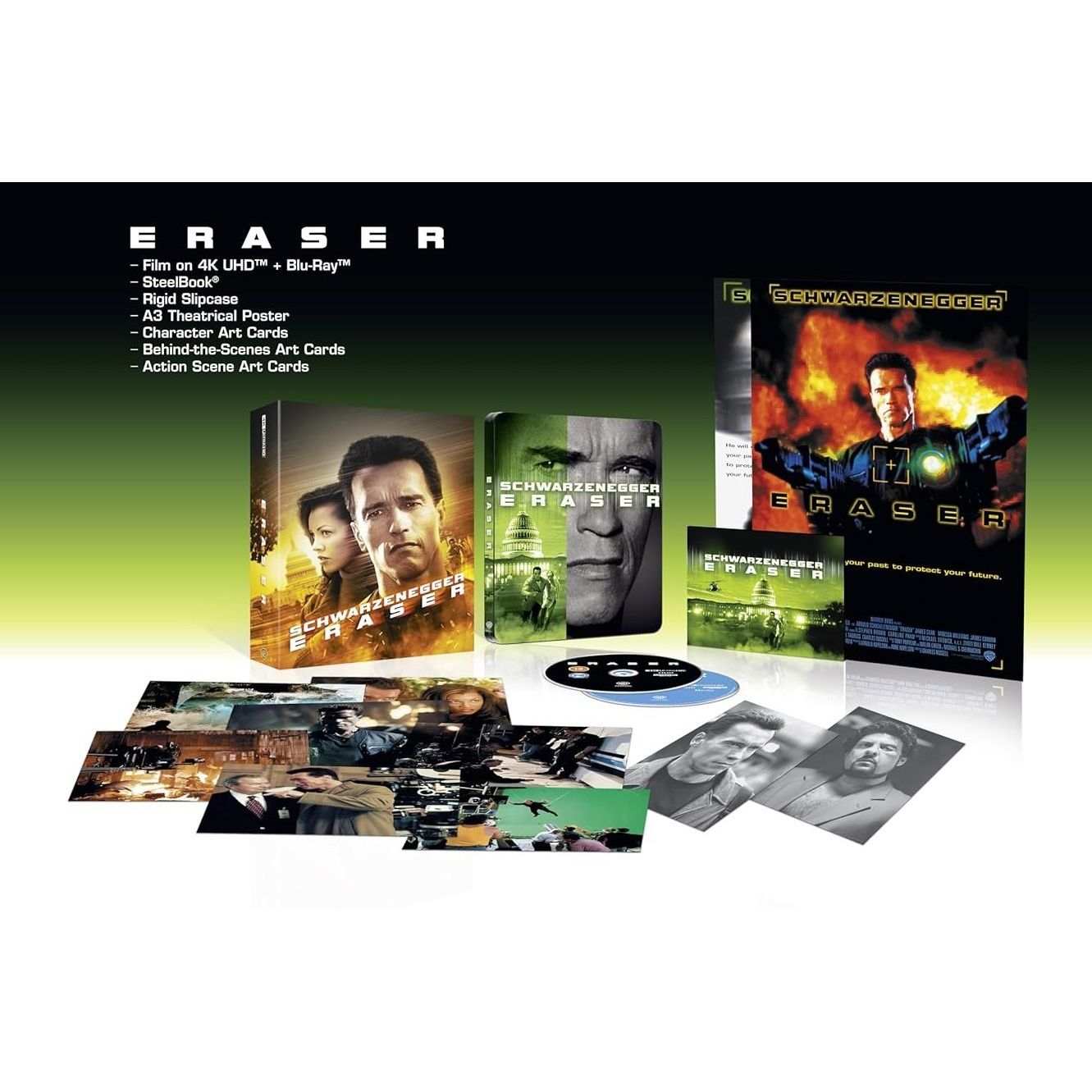 Eraser Limited Collectors Edition Steelbook 4K UHD and Blu-Ray with slipcase and extras by Warner Bros. UK pre-order release