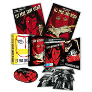 Collector's edition set of Eyes Without A Face 1960 film including 4K Blu-ray, slipcase, book, posters, lobby cards, and black-and-white film stills.