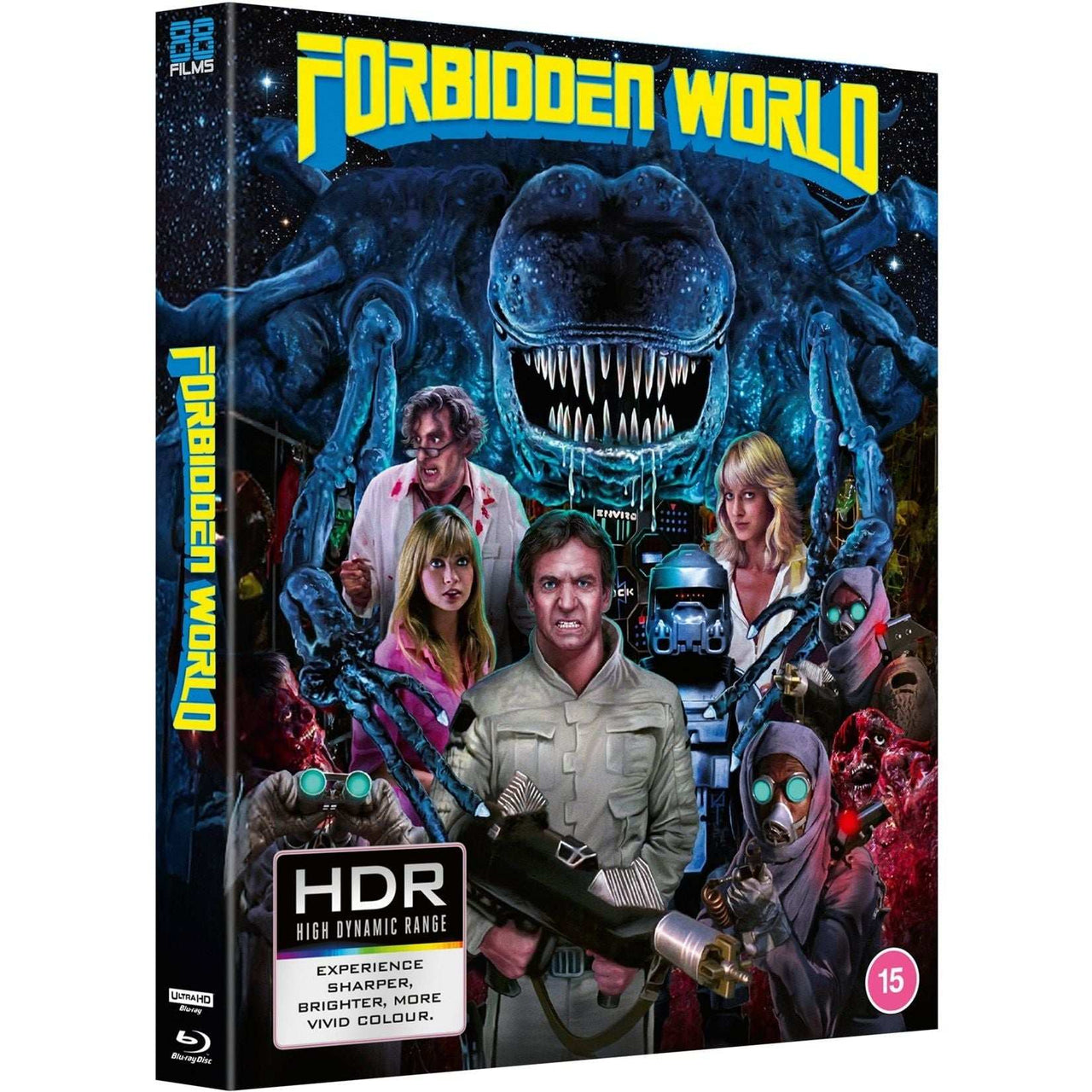 Forbidden World 4K UHD Blu-Ray slipcover pre-order packaging with sci-fi horror design