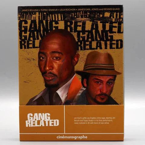 Gang Related Blu-Ray slipcase featuring Tupac Shakur and James Belushi in a gritty 1990s crime drama packaging
