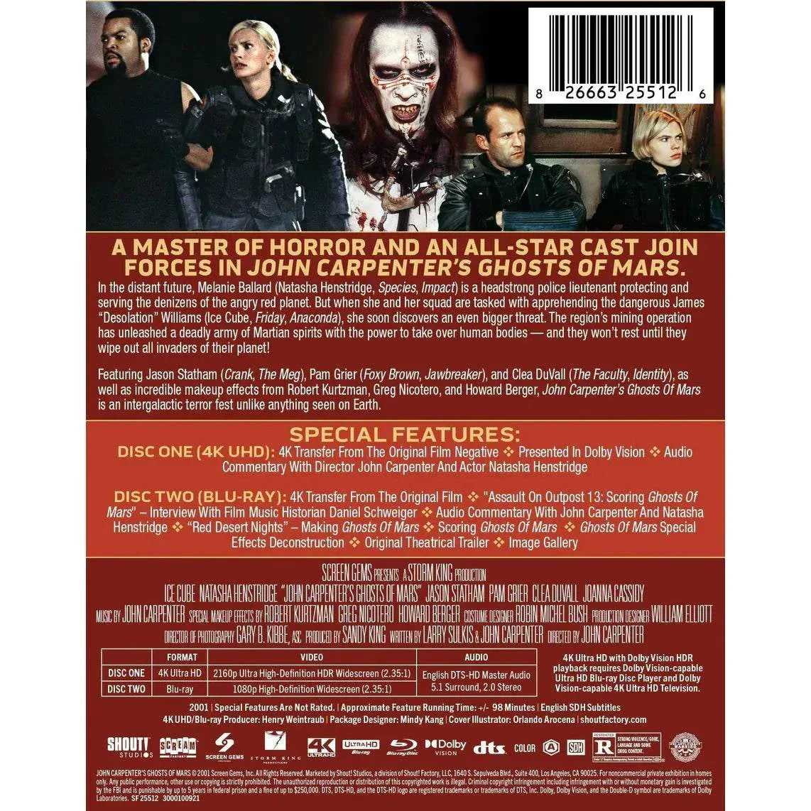 Ghosts of Mars 4K UHD limited edition steelbook pre-order cover art with Mars landscape and title