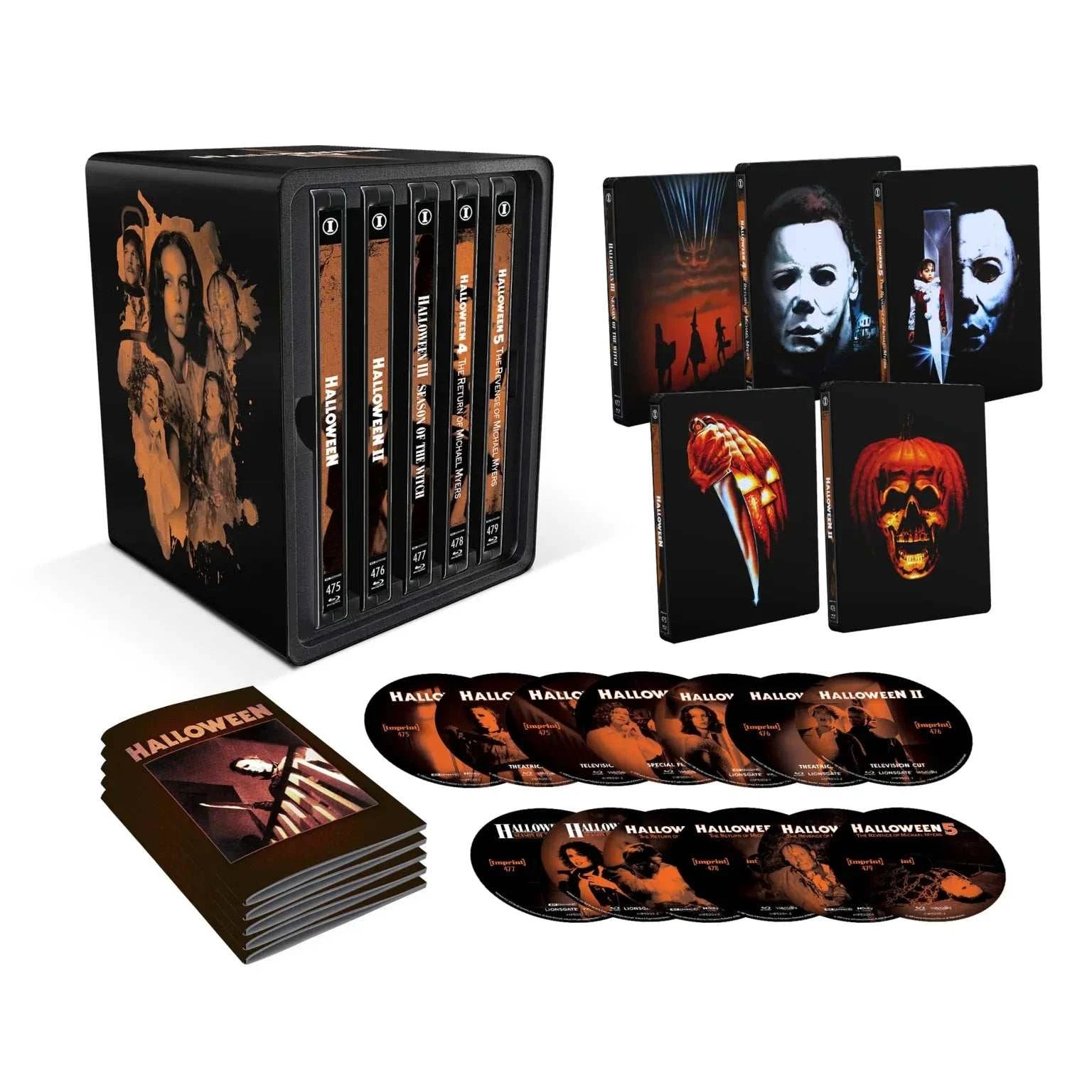 Limited Edition Halloween I – V 4K UHD and Blu-ray SteelBook collection with special features and artwork box set