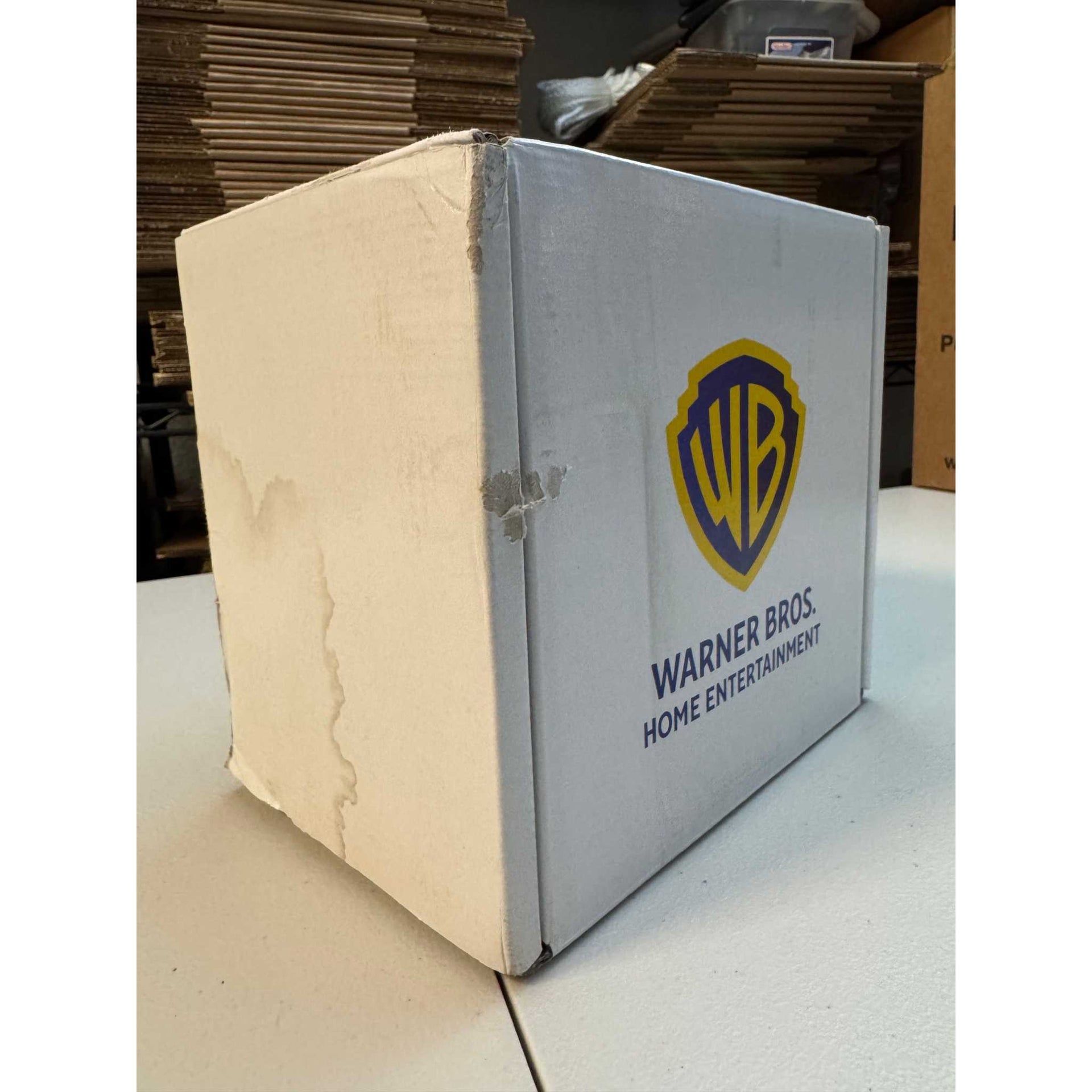 Damaged Warner Bros cardboard shipping box for A Nightmare On Elm Street 1 to 7 Limited Edition Steelbook 4K Ultra HD Blu-Ray set