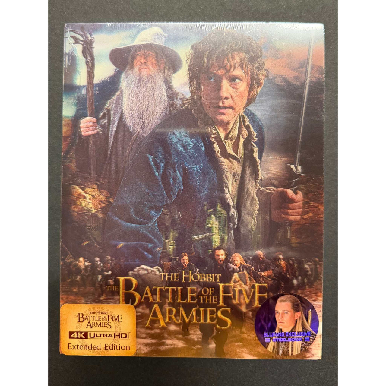 The Hobbit The Battle of the Five Armies 4K UHD double lenticular limited edition steelbook cover with Bilbo and Gandalf