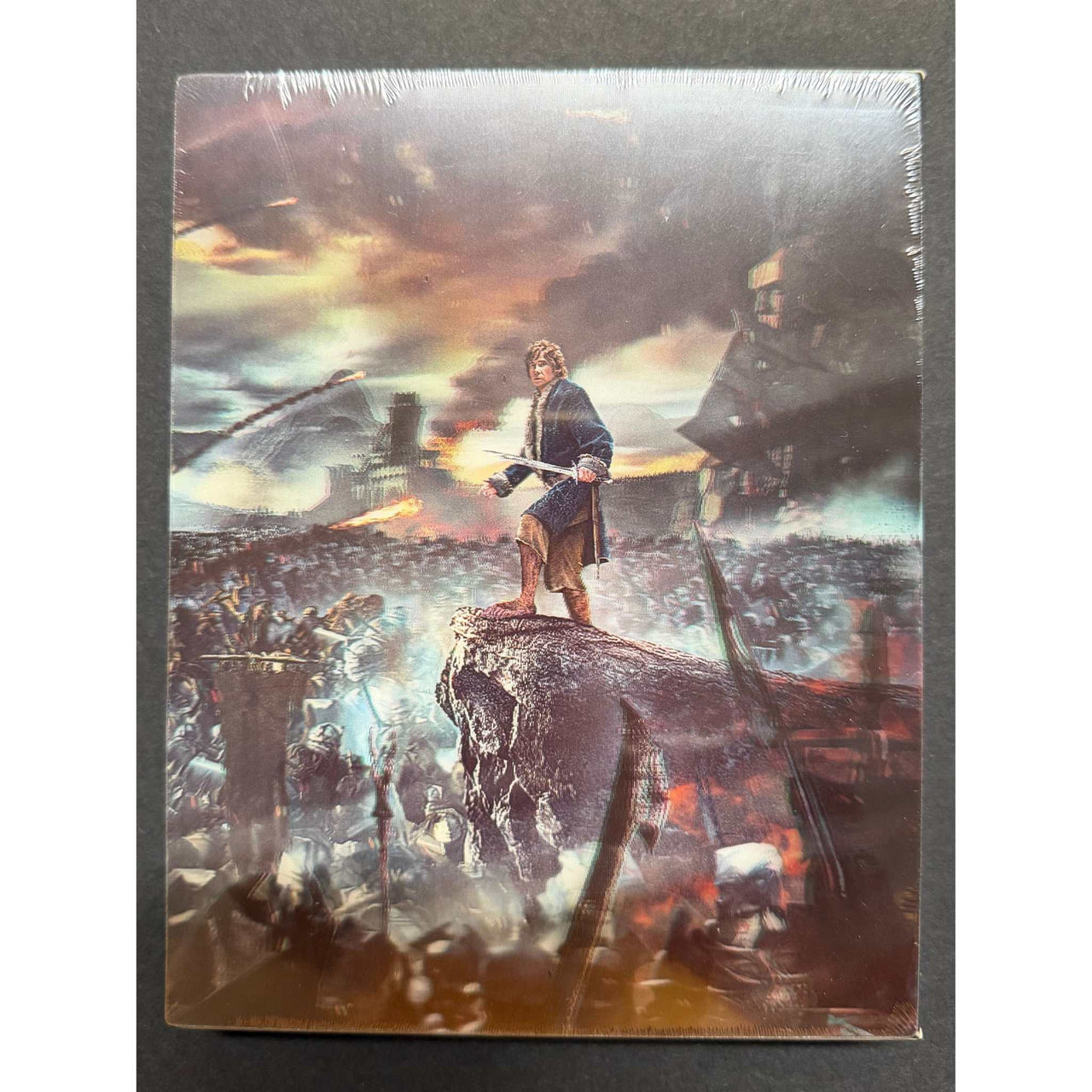 The Hobbit The Battle of the Five Armies 4K UHD Double Lenticular Limited Edition Steelbook cover with Bilbo Baggins and battle scene