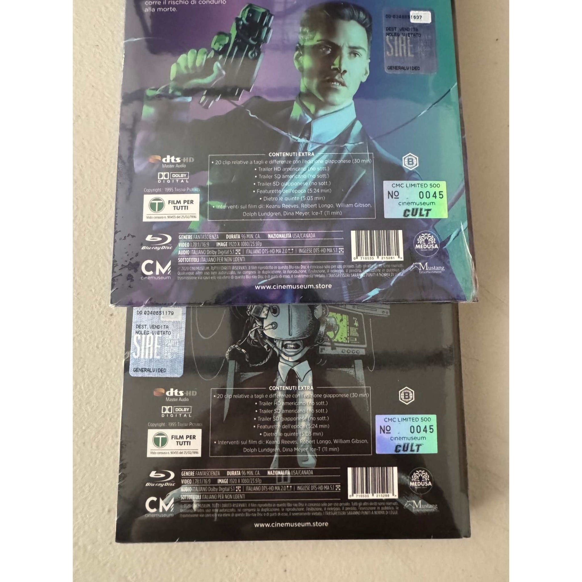 Johnny Mnemonic Blu-Ray Mediabook Combo Region B limited edition with matching numbers and exclusive artwork