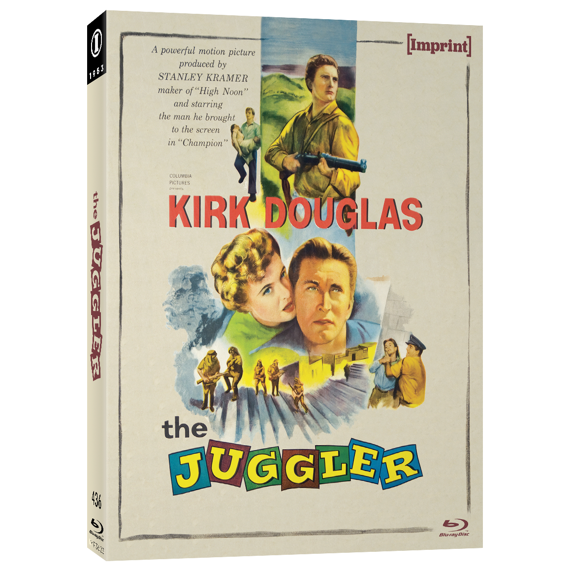 The Juggler 1953 Blu-ray with limited edition slipcover featuring Kirk Douglas and vintage movie artwork