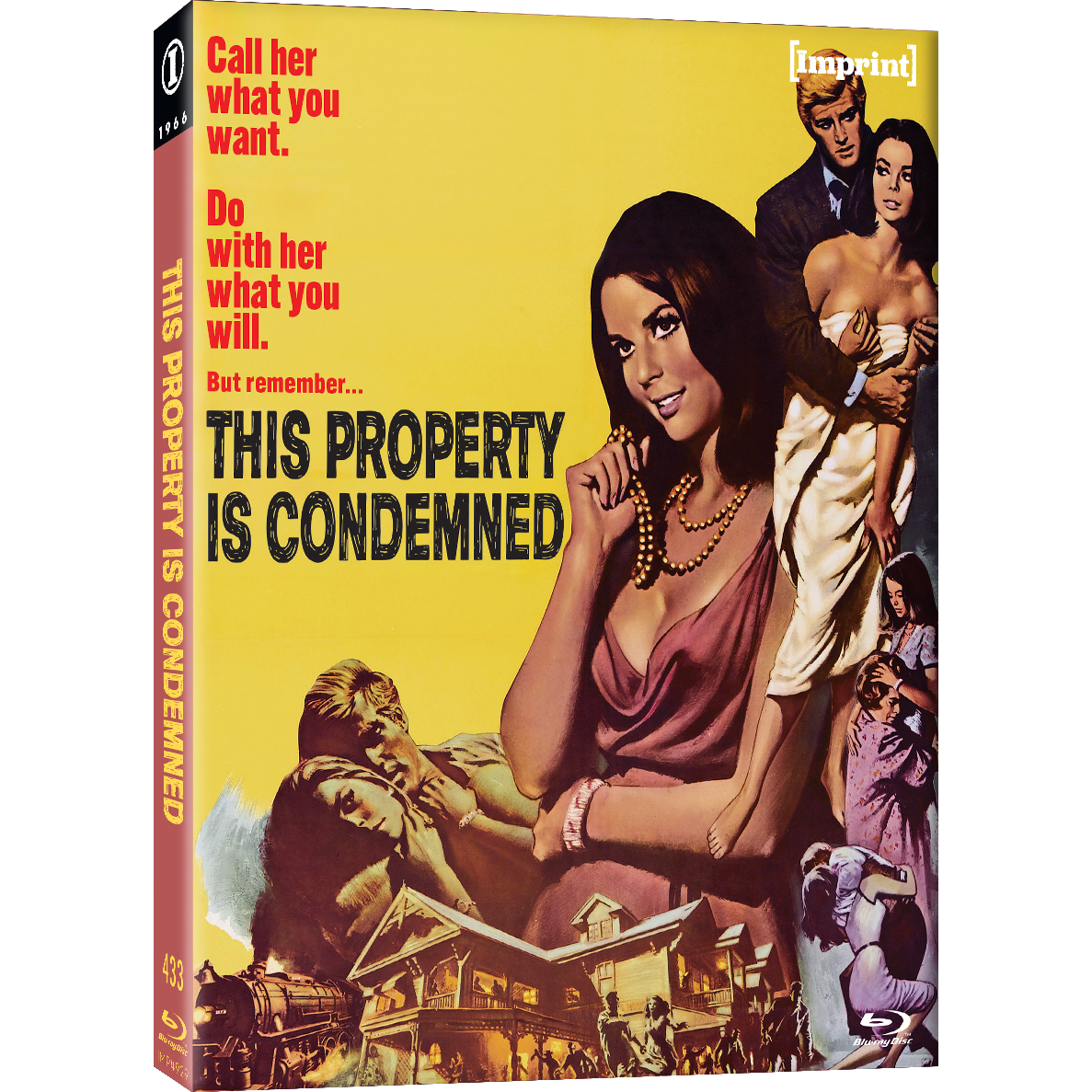 Blu-ray cover of This Property Is Condemned 1966 limited edition slipcase with vintage movie poster art and main characters
