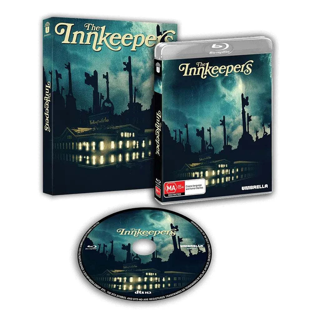 The Innkeepers 2011 Blu-Ray with limited edition slipcover and disc showing haunted hotel cover artwork