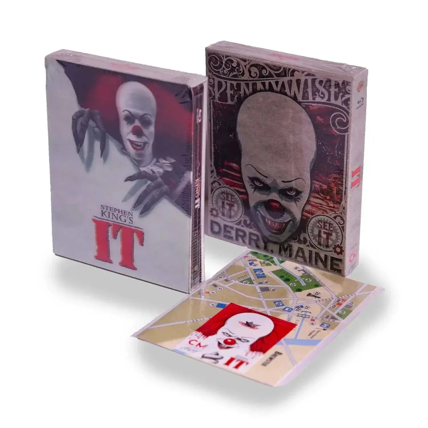 IT 1990 Blu-Ray Lenticular Full Slip SteelBook with exclusive Pennywise artwork, booklet, postcards, and audio commentary