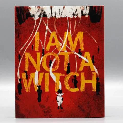 Film Movement I Am Not a Witch Blu-Ray with slipcover featuring bold red cover art with hanging figures and title text.