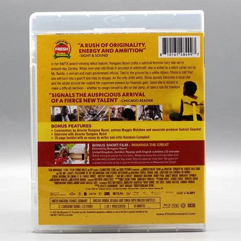 Film Movement I Am Not a Witch Blu-Ray back cover with synopsis and bonus features details