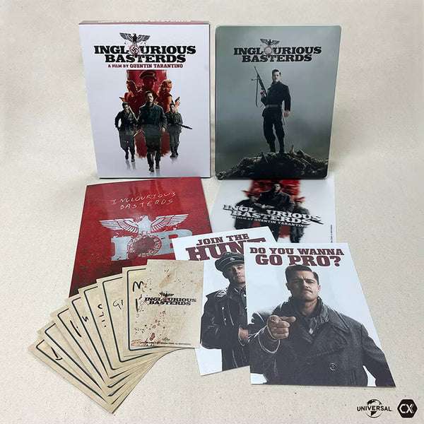 Inglourious Basterds 4K UHD steelbook limited edition with full slip, lenticular card, booklet, playing cards, and flyers