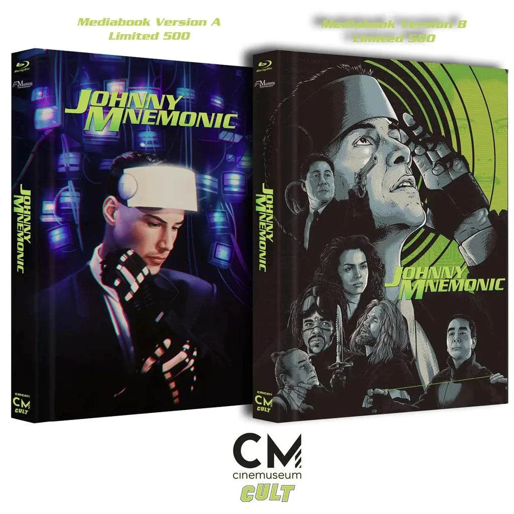 Johnny Mnemonic Blu-ray Mediabook Combo A and B variants with matching numbers and exclusive artwork