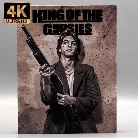 King of the Gypsies 4K UHD Blu-ray mediabook cover featuring a man holding a shotgun in sepia tones